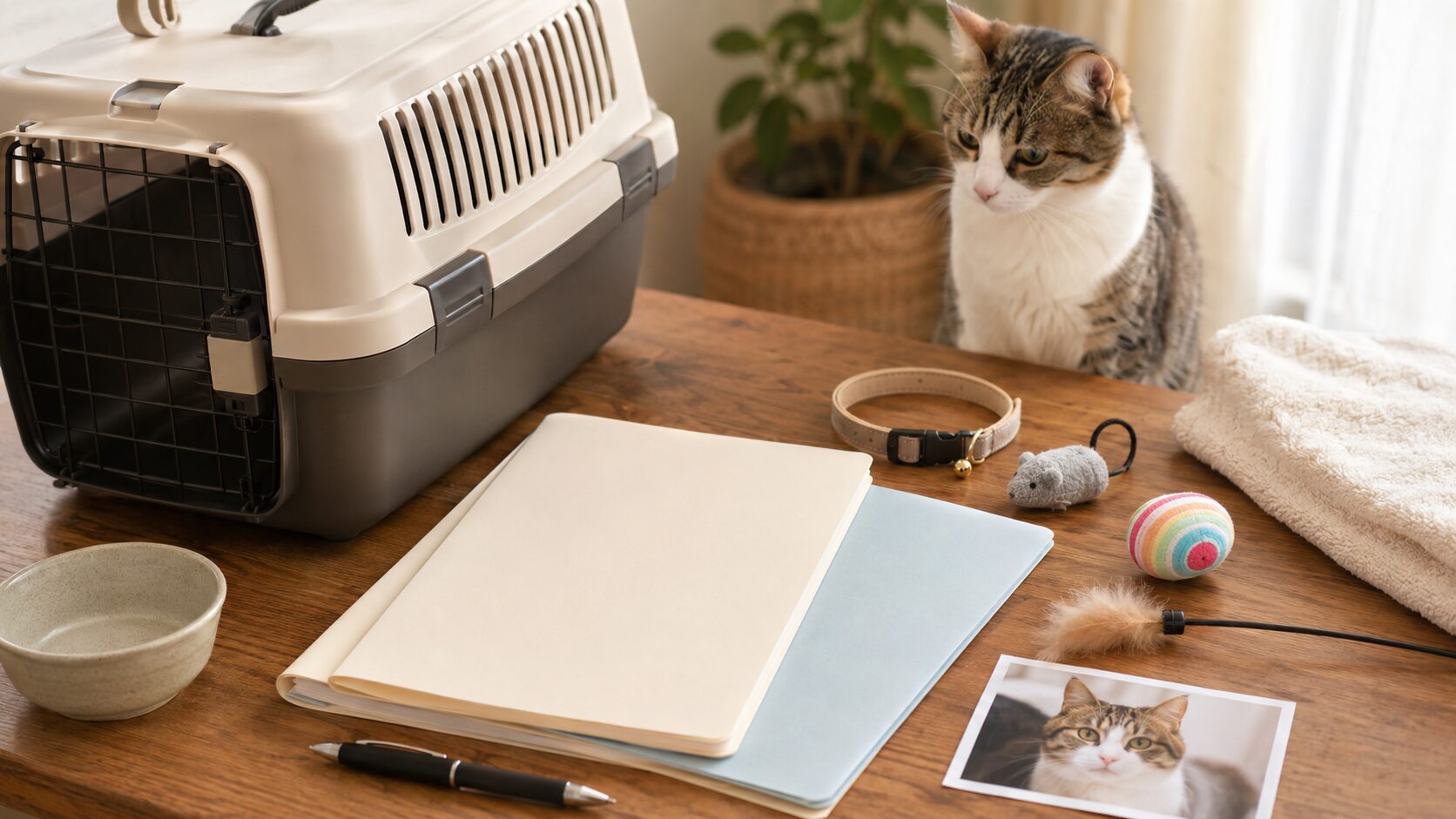 賃貸で猫を飼う申請前に必要書類や猫の情報を整理する様子