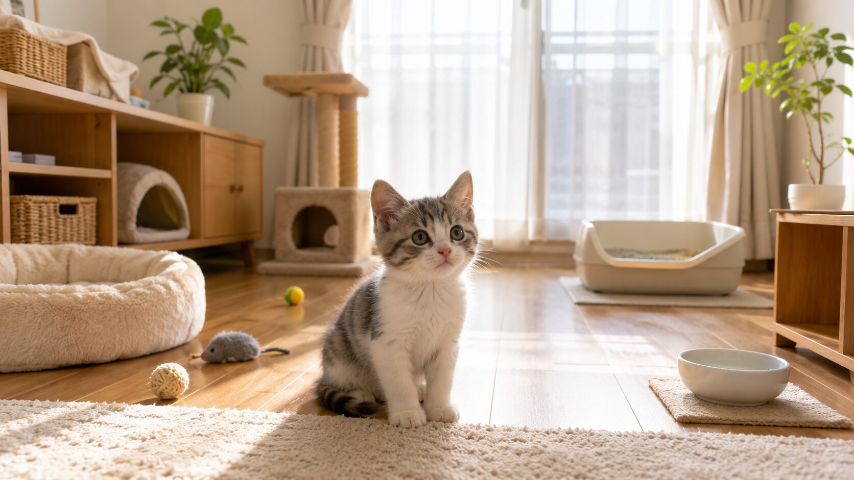子猫の留守番前に整えたい安全な部屋と水・トイレ・おもちゃの準備